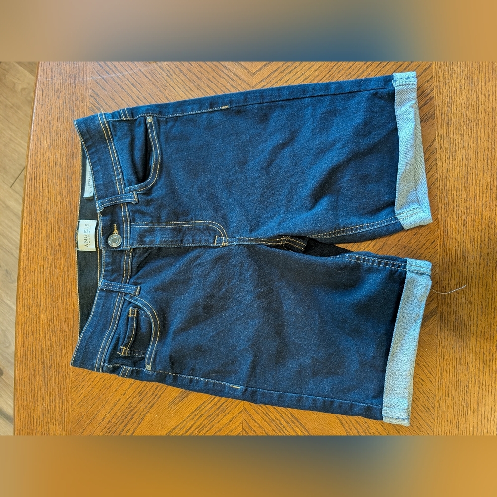 Angels Dark Wash‎ Denim Rolled-Hem Shorts Size 29 Everflex Bermuda
